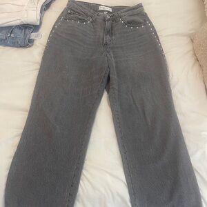 Abercrombie & Fitch Gray Flare Jeans with Stud Accents 28 short curve love